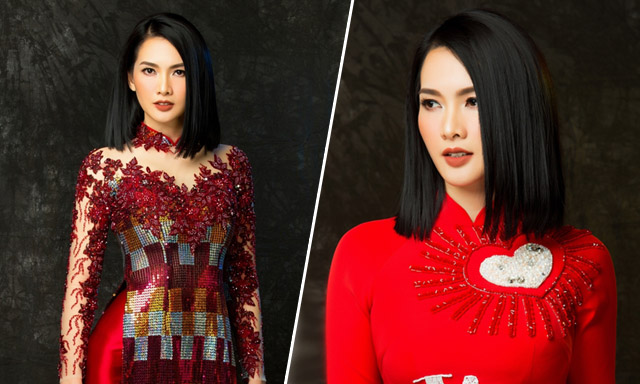 Anh Thư làm mẫu bộ sưu tập áo dài mới của Minh Châu