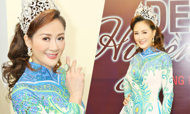 Hoa hậu Áo dài Đàm Lưu Ly đội vương miện đi sự kiện sau 24 năm đăng quang