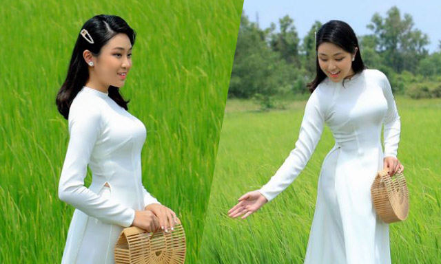 Đại sứ áo dài Bảo Nguyên khoe vẻ hồn nhiên, trong trẻo trong áo dài Việt Hùng