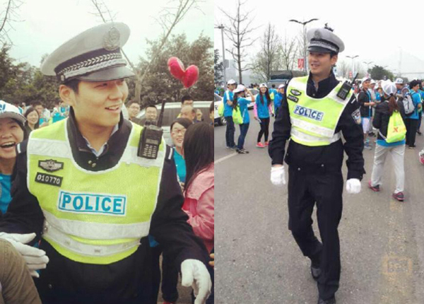 Chàng cảnh sát đẹp trai hơn Hà Dĩ Thâm bị fan nữ bao vây