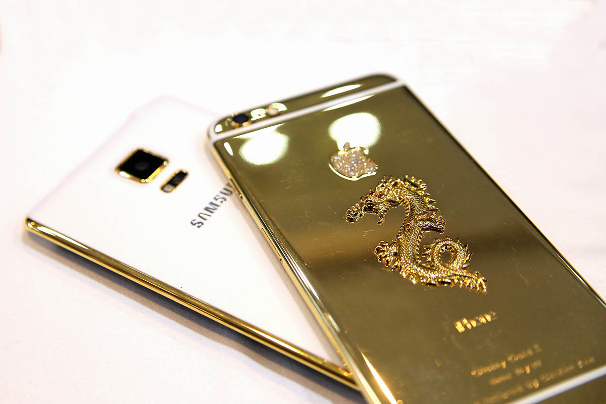 Chiêm ngưỡng bộ đôi iPhone 6 Plus và Galaxy Note Edge mạ vàng độc đáo