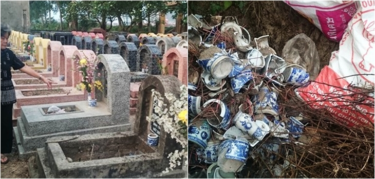 Cận cảnh hơn 300 ngôi mộ bị đập vỡ bát hương đầy bí ẩn ở Hà Nội