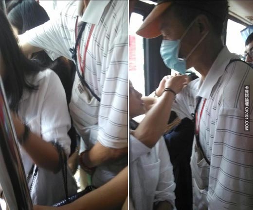 Trung Quốc: Bắt tận tay U60 “quay tay” sau lưng gái trẻ trên xe bus