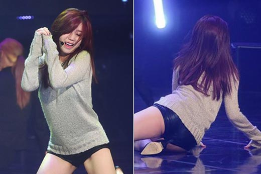 Nữ ca sỹ Hàn gây tranh cãi vì mặc quần '1cm'