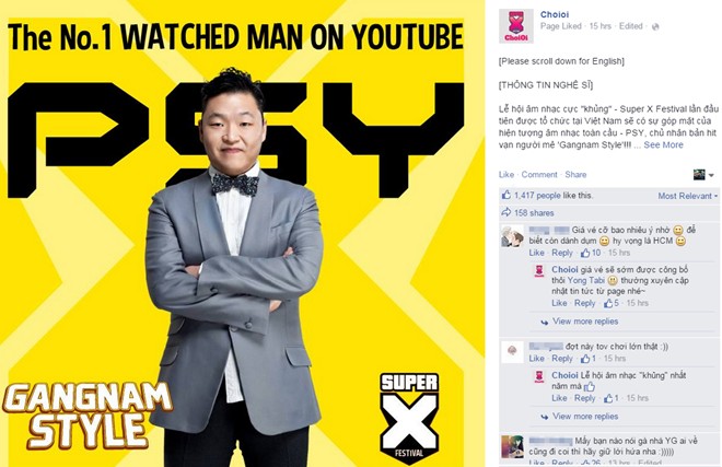 Psy sẽ sang Việt Nam biểu diễn