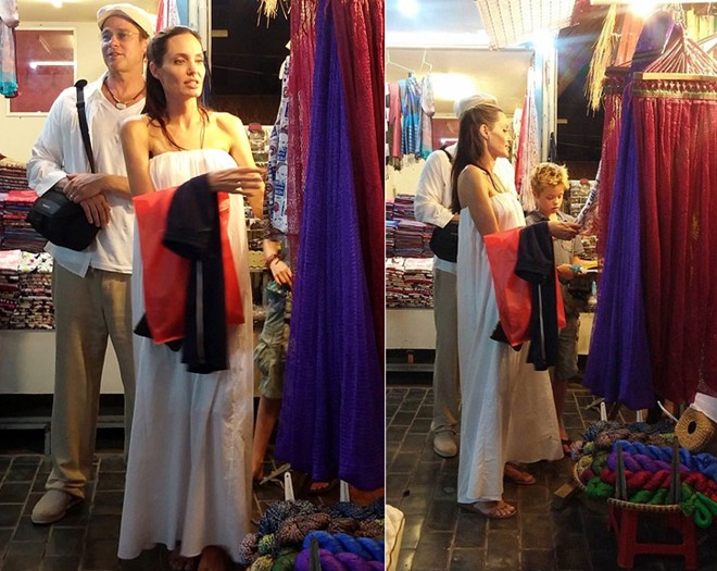  Angelina Jolie - Brad Pitt đi chợ trời ở Campuchia