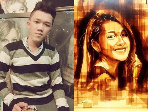 Chàng trai 18 tuổi vẽ chân dung Chi Pu bằng băng dính