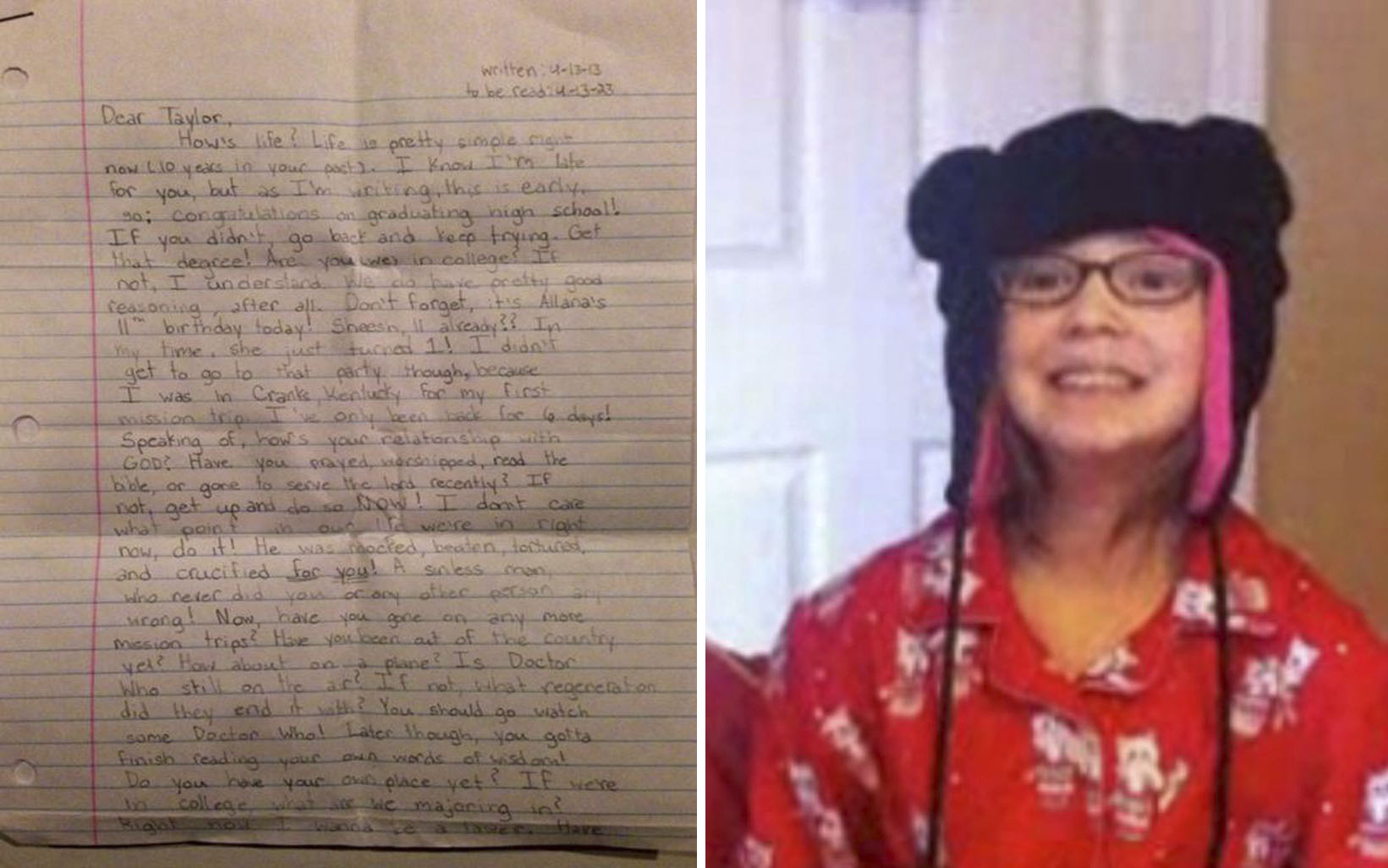 Lá thư của cô bé đã qua đời vì viêm phổi gửi cho bản thân trong tương lai gây xúc động mạnh