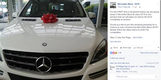 Hàng chục nghìn người bị lừa trúng xe Mercedes trên Facebook