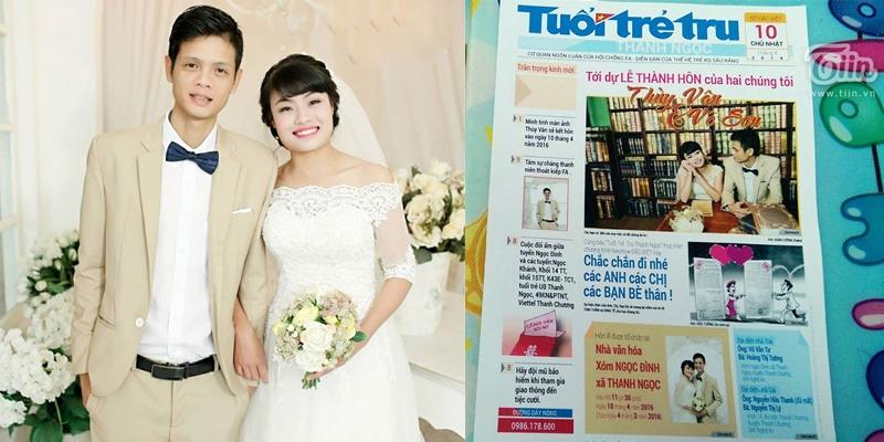 Thiệp cưới mô phỏng tờ báo cực độc của cặp đôi Nghệ An