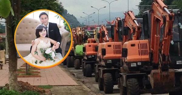 Đám cưới độc đáo đón dâu bằng 20 máy xúc ở Sơn La
