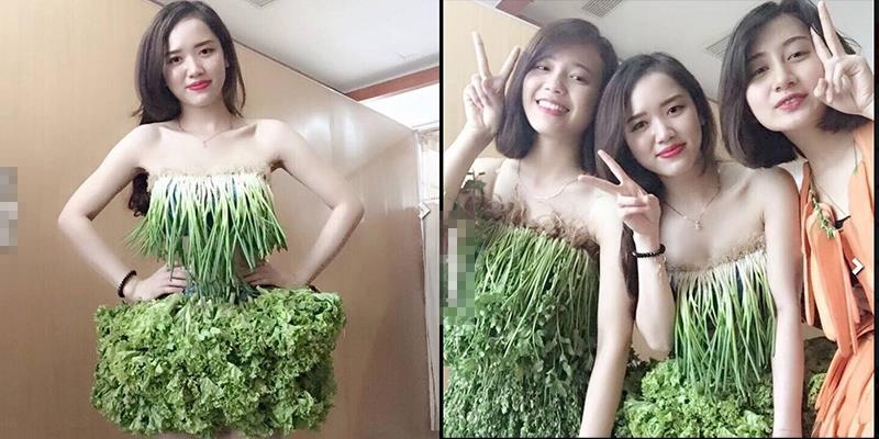 3 cô gái trong trang phục “rau sạch” khiến cư dân mạng thích thú