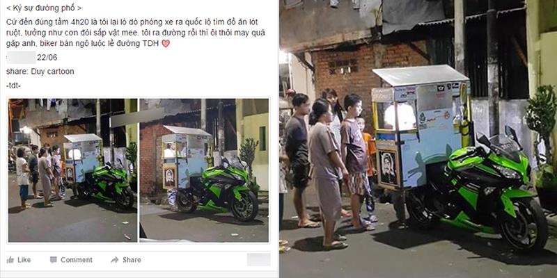 "Bóc mẽ" anh chàng đi mô tô bán hàng rong ở phố Trần Duy Hưng