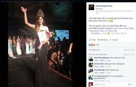Người mẫu Huỳnh Tiên có thể bị phạt 30 triệu đồng vì thi chui Miss Asia