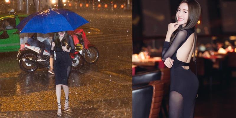 "Phát sốt" với hình ảnh Elly Trần diện váy xuyên thấu đi giữa trời mưa