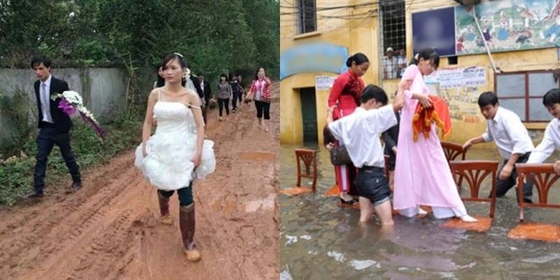 Những hình ảnh để đời của cặp đôi lỡ cưới vào ngày mưa bão