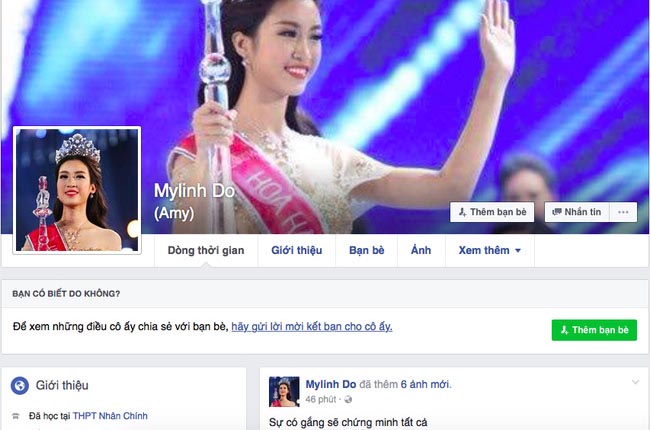 Tân Hoa hậu VN khóa tài khoản Facebook sau khi đăng quang