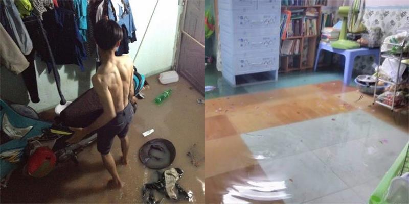 Sinh viên Sài Gòn mệt mỏi khi thức cả đêm dọn những căn phòng trọ ngập nước