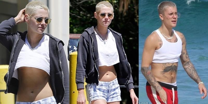 Cạo đầu húi cua nhuộm vàng, Kristen Stewart trông y hệt… Justin Bieber