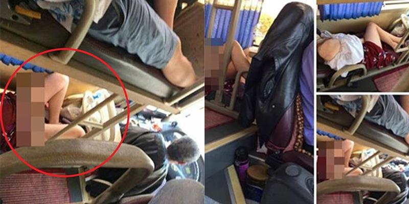 Thiếu nữ mặc váy ngắn phản cảm nằm ngủ hớ hênh trên xe khách