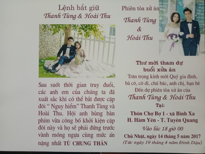 Thiệp cưới "lệnh truy nã" độc đáo của đôi trẻ Tuyên Quang