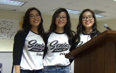 Chị em sinh ba người Việt có điểm số cao nhất trường tại Mỹ