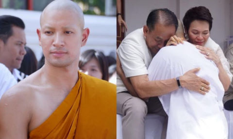 Cha mẹ khóc trong ngày tài tử hàng đầu Thái Lan xuống tóc đi tu
