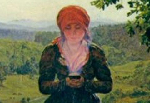 Bức họa từ thế kỷ 19 gây xôn xao với hình ảnh cô gái cầm smartphone