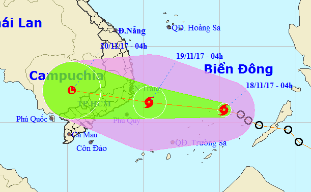 Áp thấp mạnh thành bão số 14, đe dọa Nam Trung Bộ