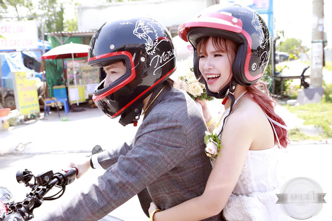 Lễ rước dâu bằng dàn xe môtô của Khởi My và Kelvin Khánh