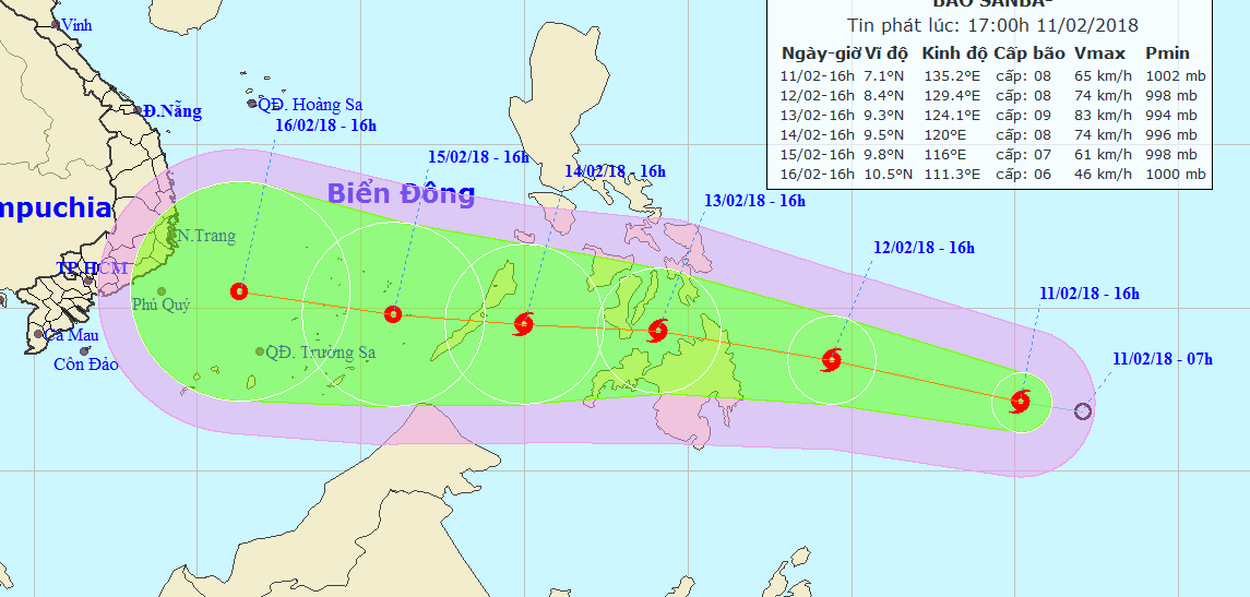 Xuất hiện bão cấp 8 gần Biển Đông