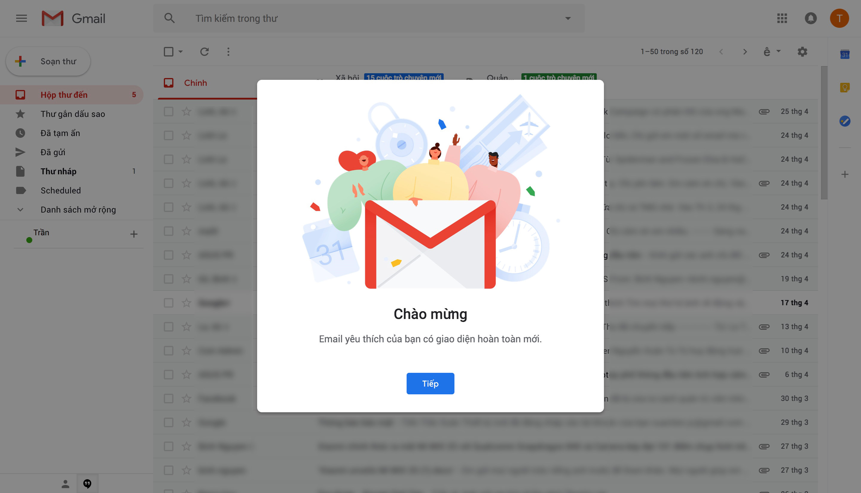 Cách chuyển đổi sang giao diện Gmail mới