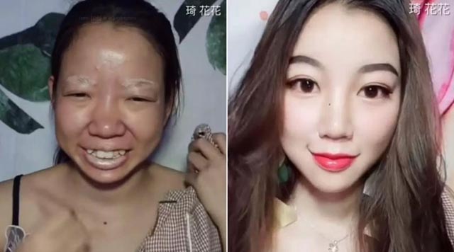 Cô gái Trung Quốc lột xác không thể nhận ra sau khi trang điểm