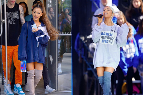 Phong cách thời trang chuộng mốt giấu quần của Ariana Grande