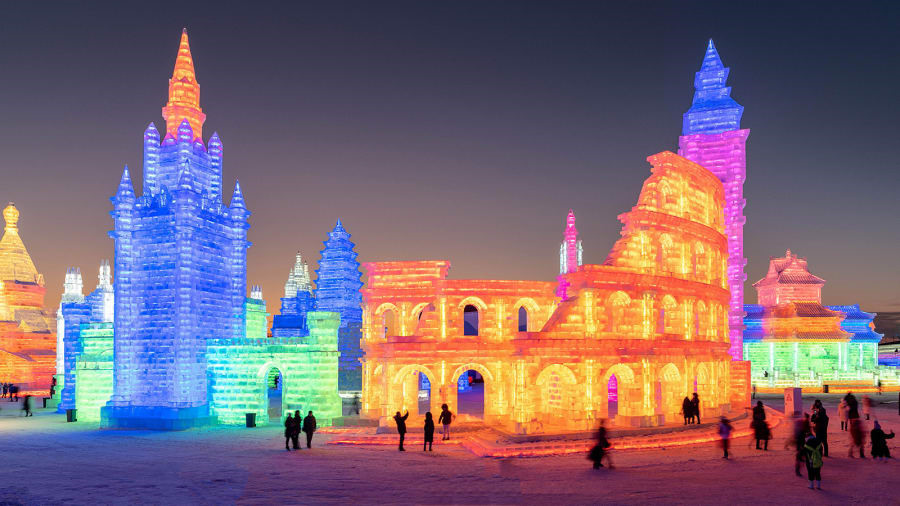 Lâu đài như cổ tích tại lễ hội băng lớn nhất thế giới ở Cáp Nhĩ Tân