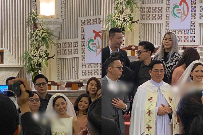 Tóc Tiên và Hoàng Touliver trong hôn lễ ở nhà thờ