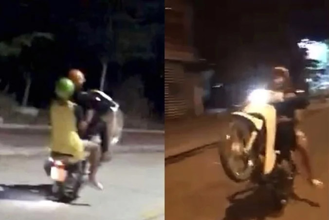 'Quái xế' không bằng lái, bốc đầu xe náo loạn khu phố ở Gia Lai